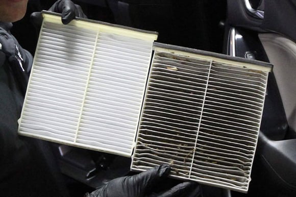 cabin air filter, dirty, clean, pollen