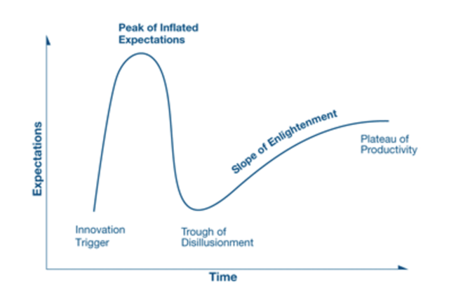 Gartner Hype Cycle in relation to the on-demand ecomony