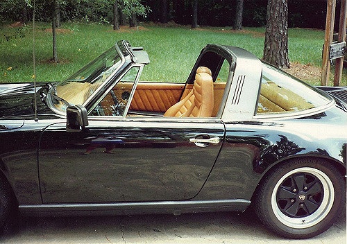 A Porche convertible showing perfectly maintained, hand-stiched leather upholstery A Porche convertible showing perfectly maintained, hand-stiched leather upholstery