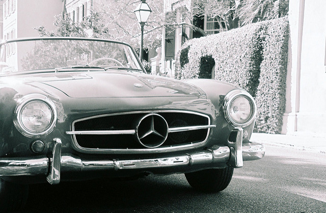A Mercedes-Benz showing the evolution of the luxury car A Mercedes-Benz showing the evolution of the luxury car