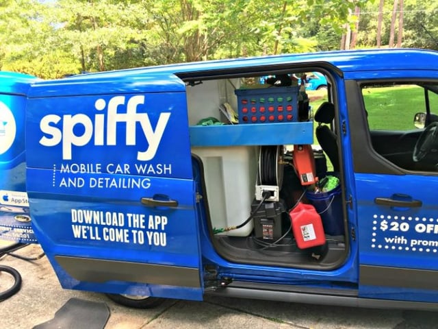 The Spiffy mobile van at a client site