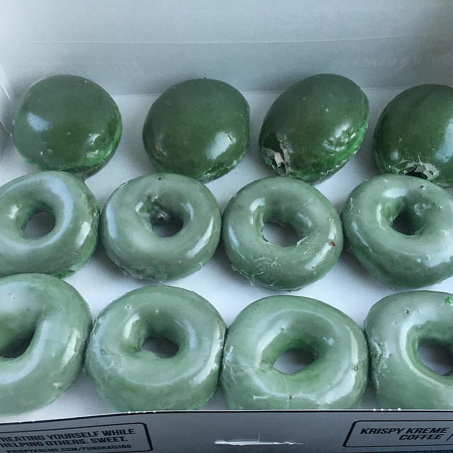 Green glazed donut from Krispy Kreme Green glazed donut from Krispy Kreme