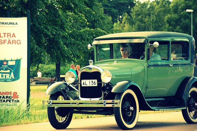 A cool vintage car in green A cool vintage car in green