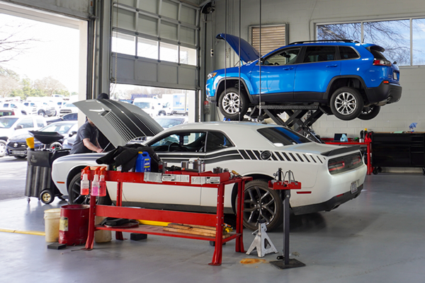 Busy dealership service bays
